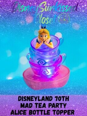 Disneyland 70th Anniversary Merch Alice In Wonderland Tea Cups Bottle Topper